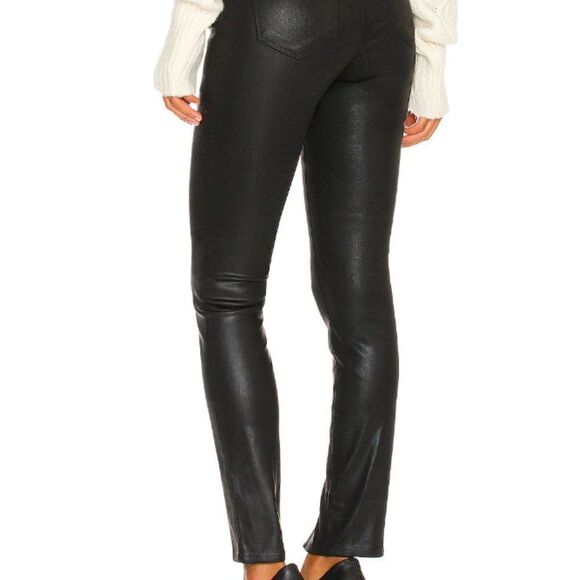 NEW L’AGENCE Jyothi High Rise Split Ankle Jean in Noir Coated Coated Size 25 - Picture 2 of 9